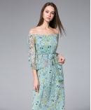 Floral-Print silk crinkle maxi dress